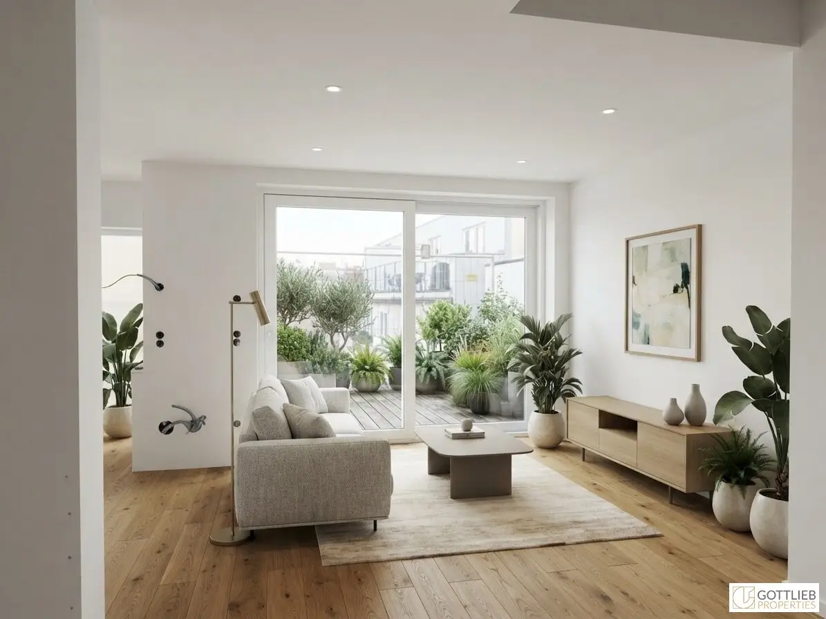 Near U-Bahn U3 and U6! High-quality 3-room attic apartment with south terrace in completely renovated Gründerzeit building
