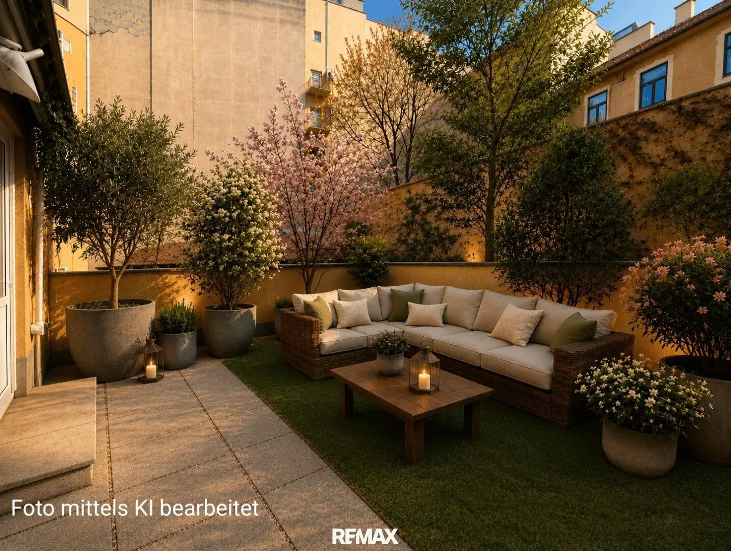 Garden apartment with terrace on upper floor