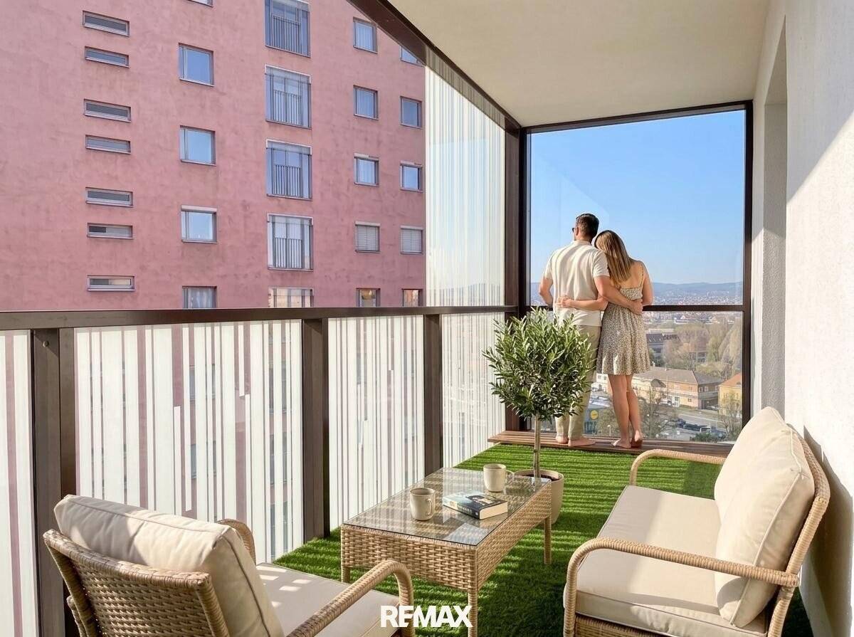 Panoramablick über Wien – gepflegte 3-Zimmer-Eckwohnung mit Loggia im 12. Stock