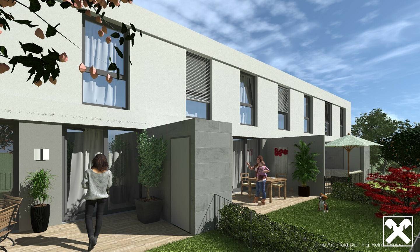 PROVISIONSFREIE BAUTRÄGERLIEGENSCHAFT - TRAUMGRUNDSTÜCK INKL. PROJEKTPLANUNG MIT BAUGENEHMIGUNG FÜR 8 REIHENHÄUSER MIT TERRASSEN UND EIGENGÄRTEN - SHAREDEAL MÖGLICH