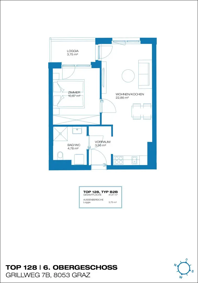 Finally move in: Bright 2-room apartment with loggia from 01.12.