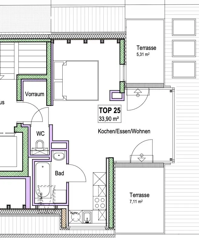 Charmante 1-Zimmer-DG-Wohnung mit 2 Terrassen in 1220 Wien – nur € 814,95 Miete!