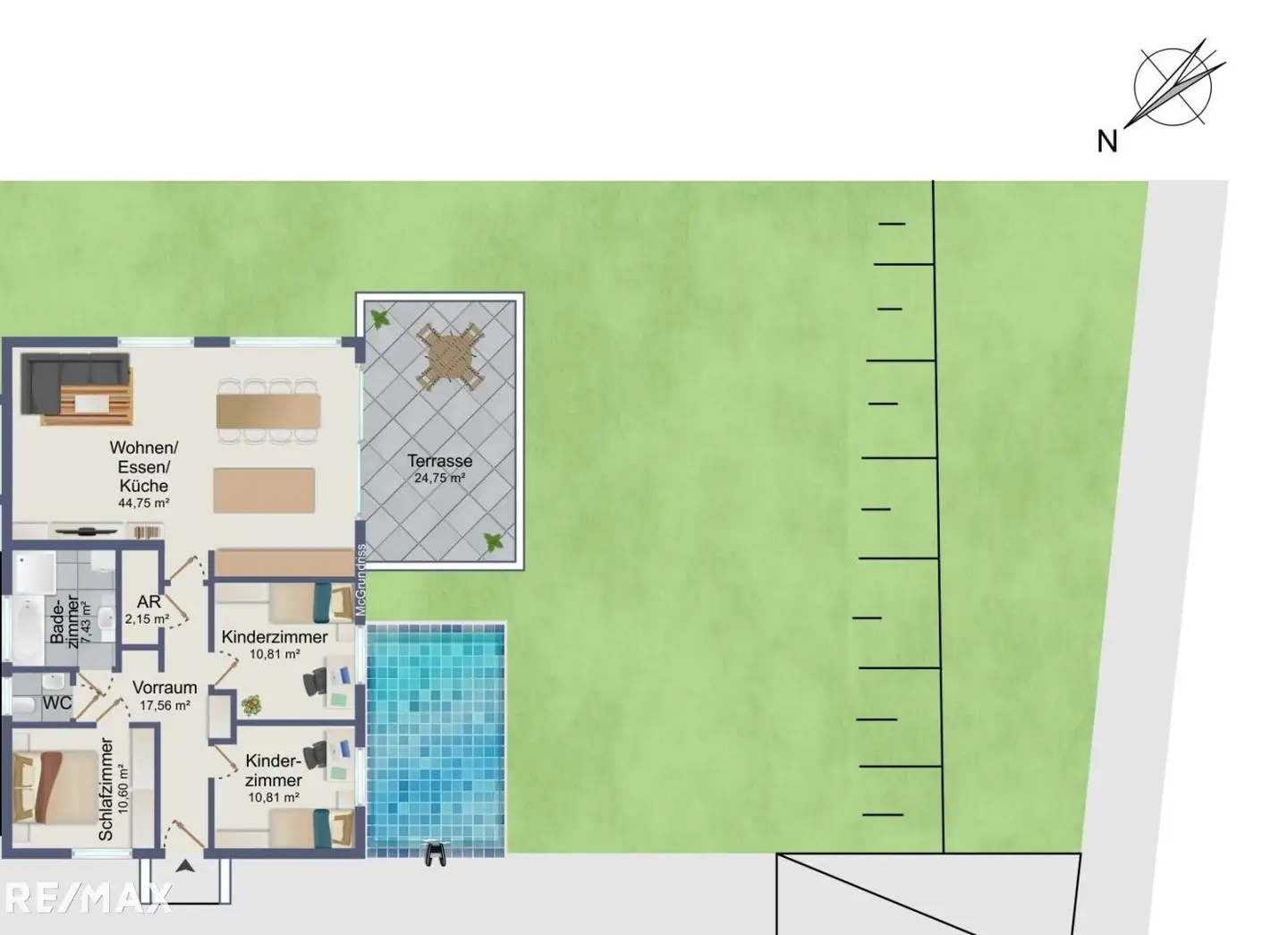 Ground floor apartment with private garden and pool
