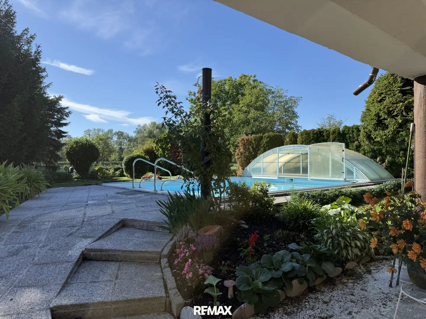 Family dream - A home with garden idyll, pool and dreamlike green view