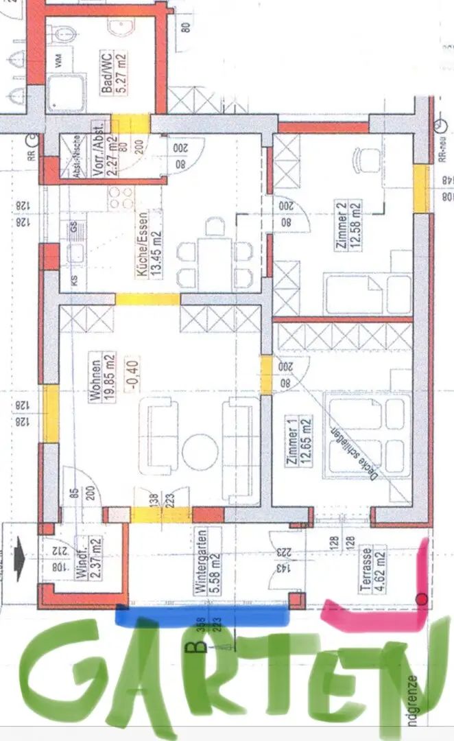 Spacious 4-room apartment with garden, terrace and winter garden
