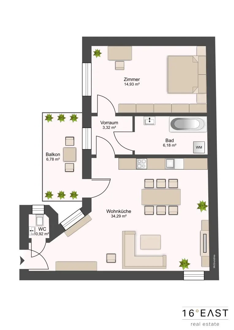 2-room period apartment in absolute quiet facing courtyard and open space