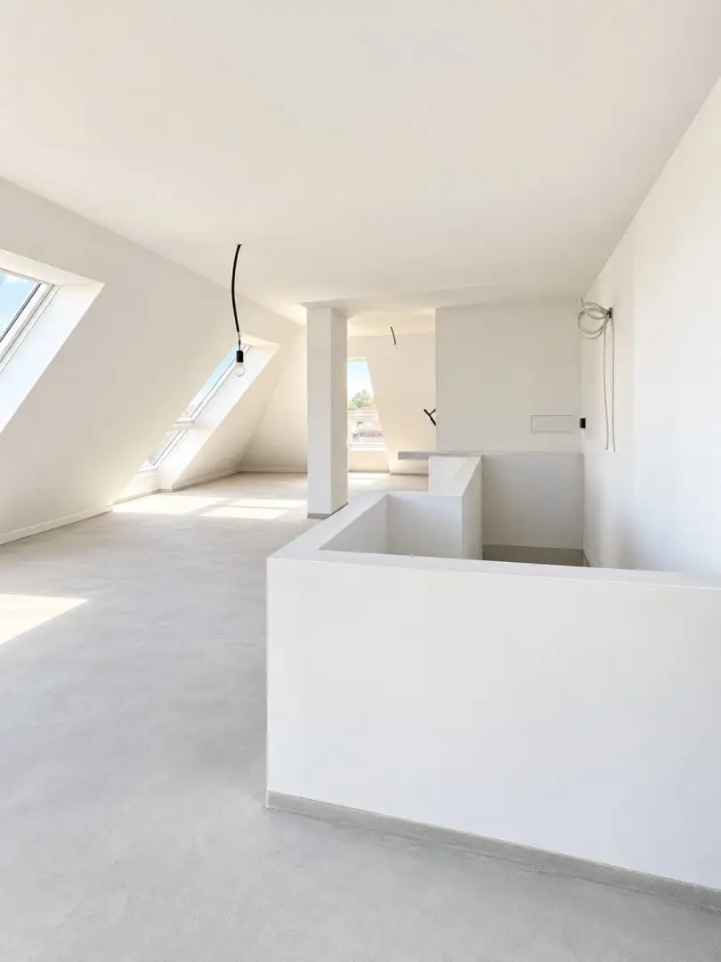 Attic first occupancy with distant view – air conditioning and air source heat pump