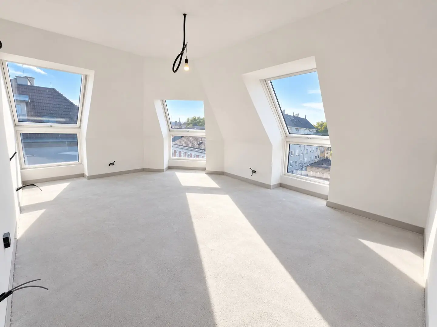 Attic first occupancy with distant view – air conditioning and air source heat pump