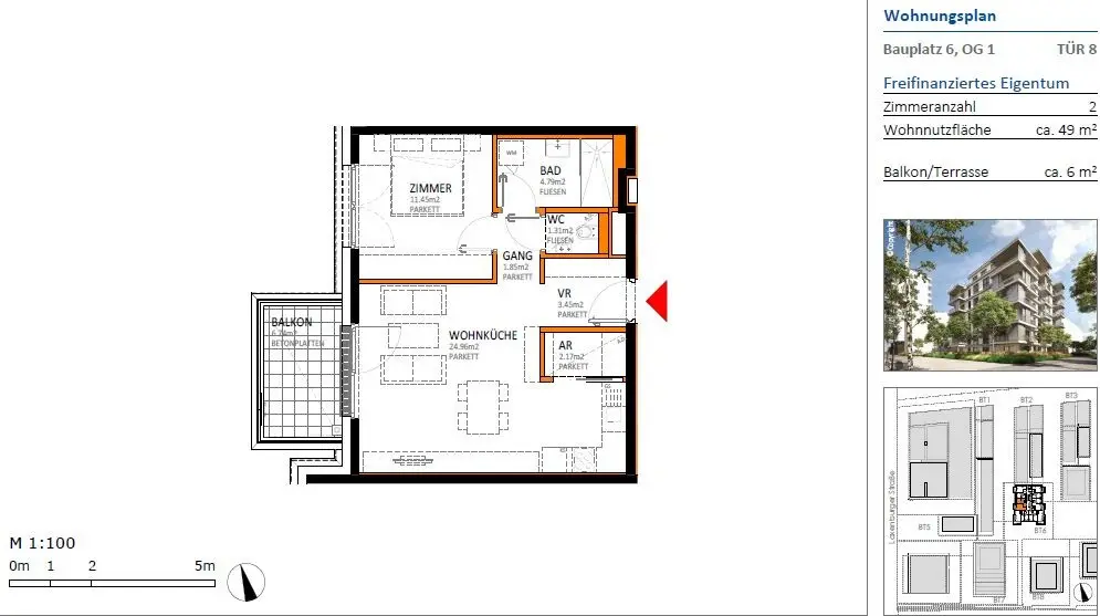 Newly built Wohnung with large balcony