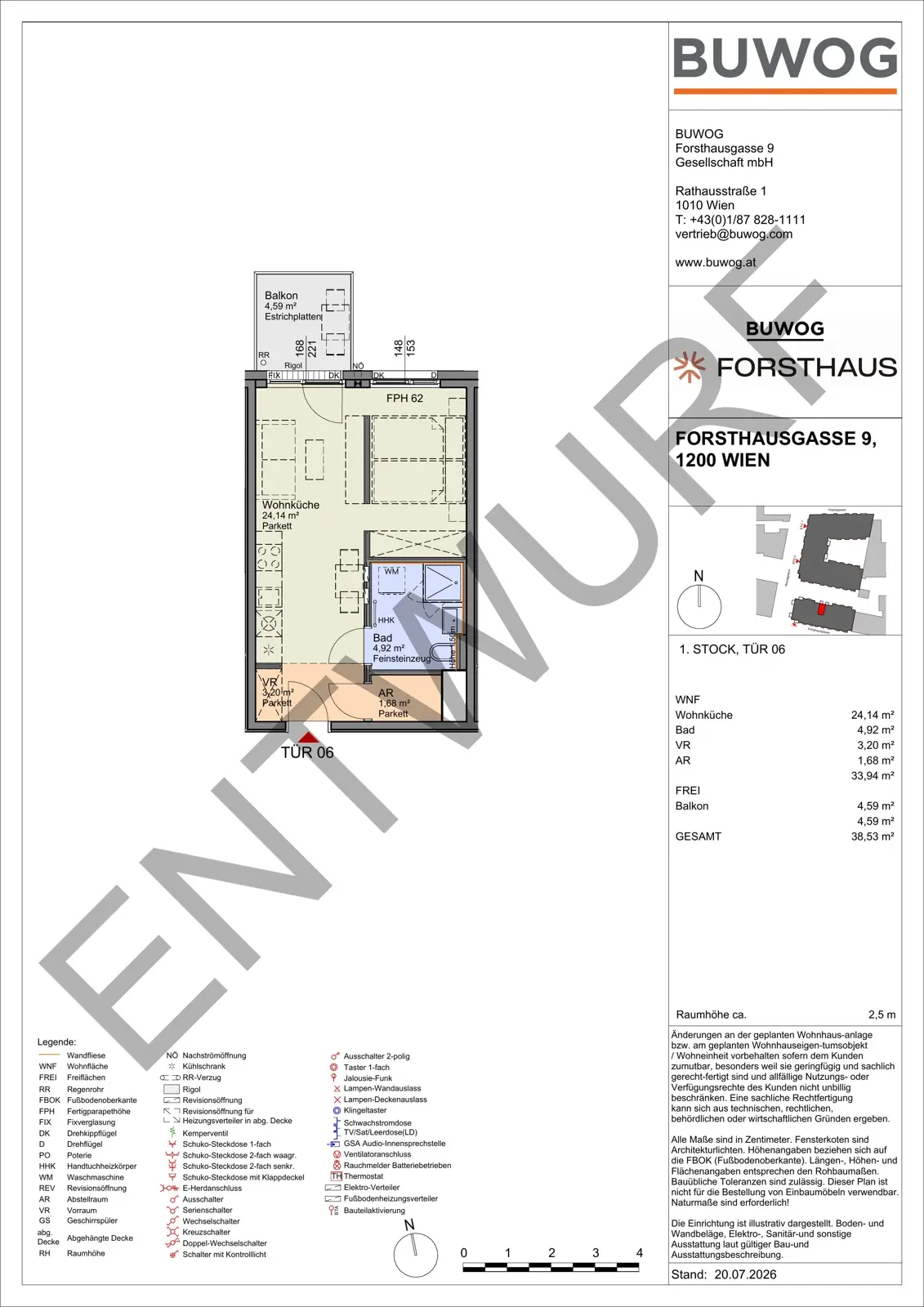 New build apartment near the Danube Canal with balcony