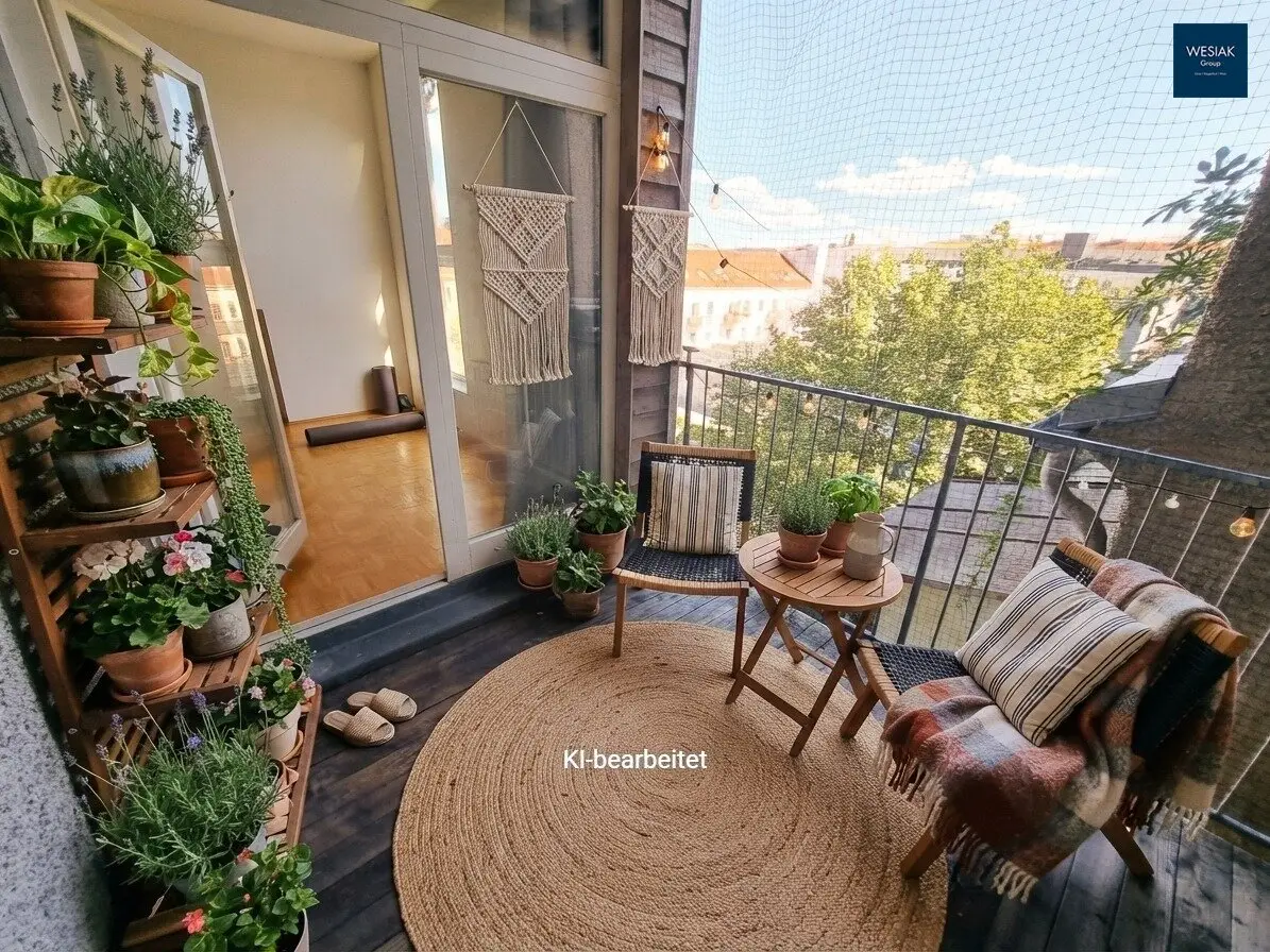 Bright attic 2-room apartment with a loggia in Leitnergasse