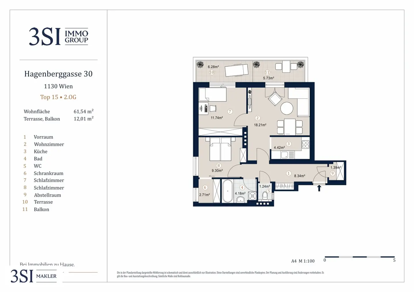 The Heights: Hietzinger Weitblick – stilvolle 2-Zimmer-Wohnung mit Terrasse