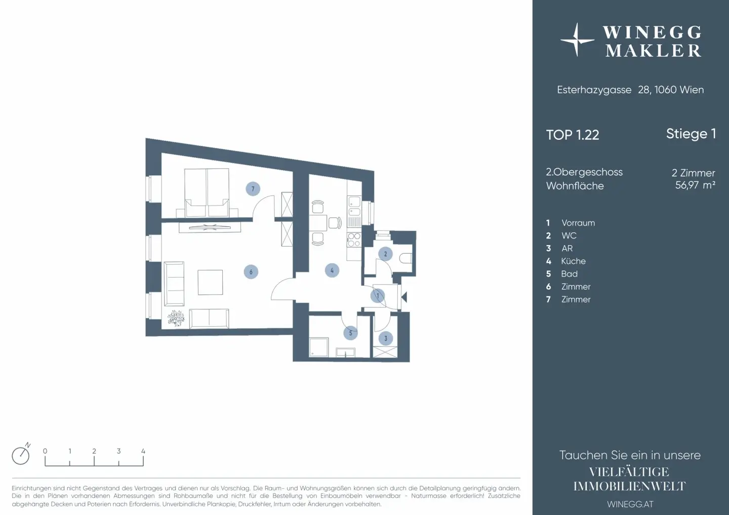 57 m² Altbauwohnung nahe Mariahilferstraße | 2 Zimmer + getrennte Küche