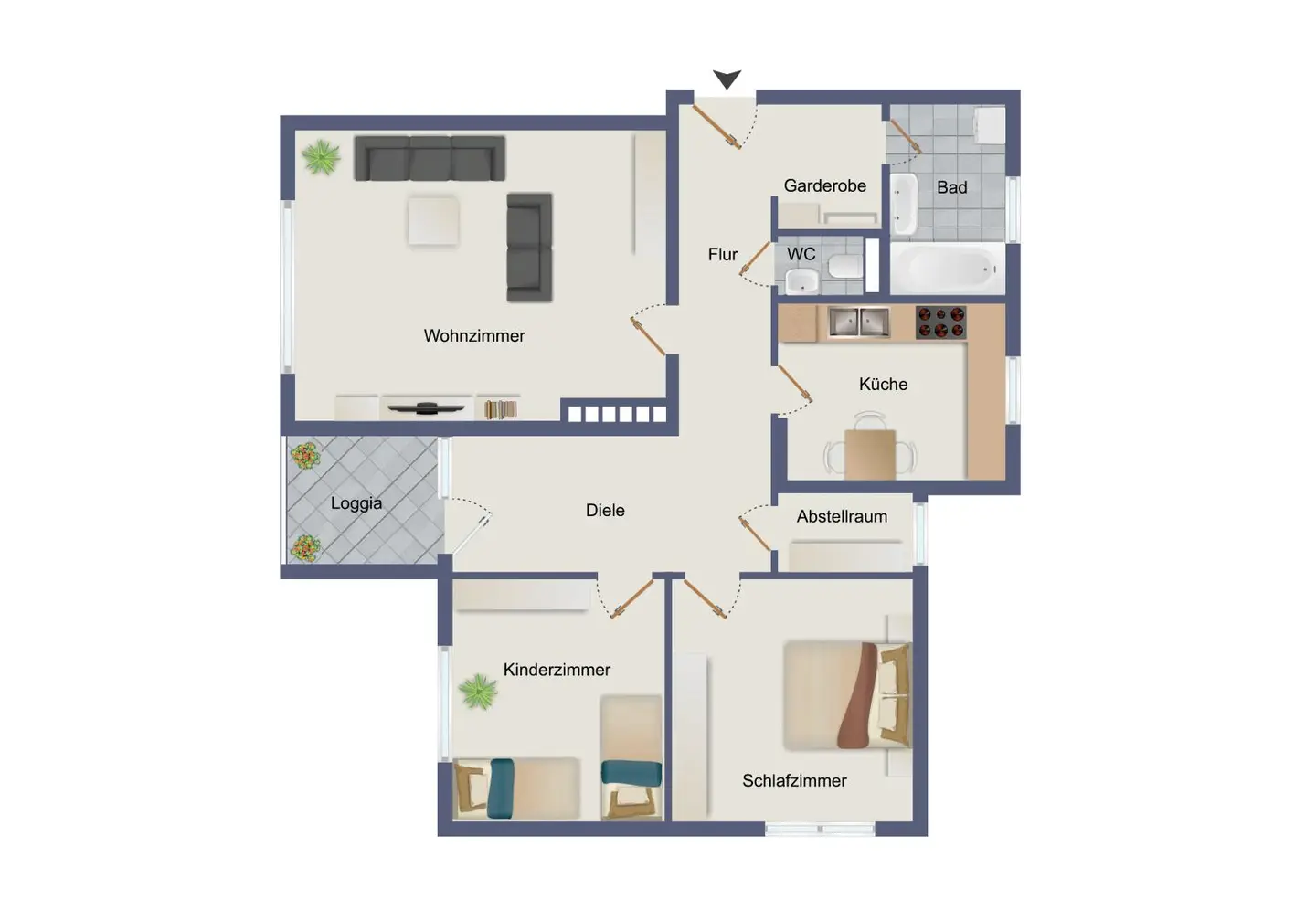 Komplett sanierte Wohnung mit sonniger Loggia