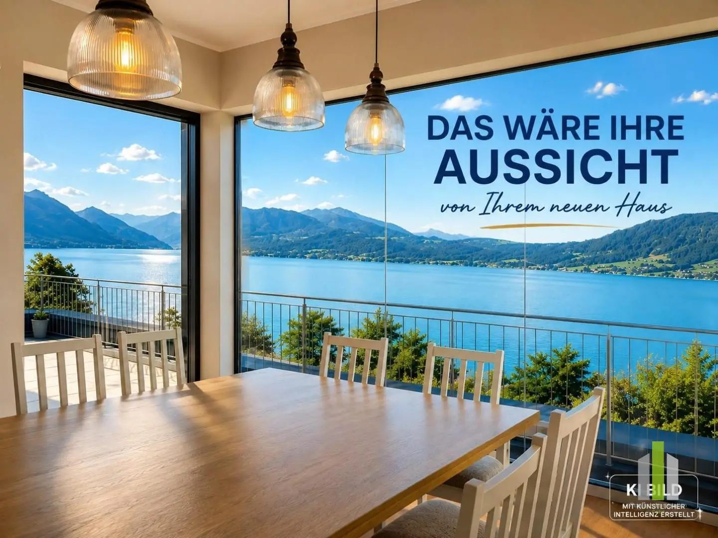 Bright apartment with lake and mountain view