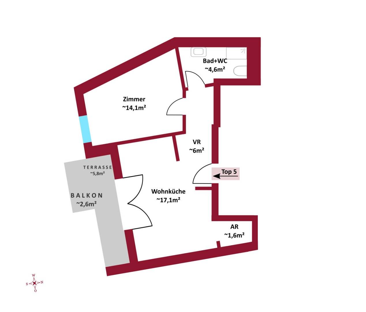 Newly built apartment in quiet green setting with balcony