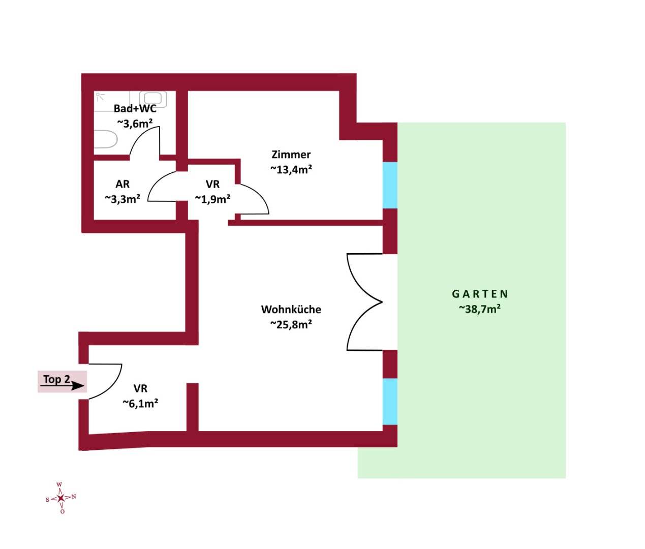 Apartment first occupancy in quiet green garden