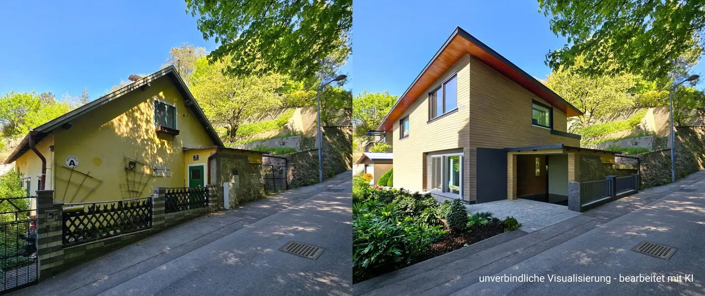 Waldnahe Wohnung in Hanglage mit Neubaupotenzial