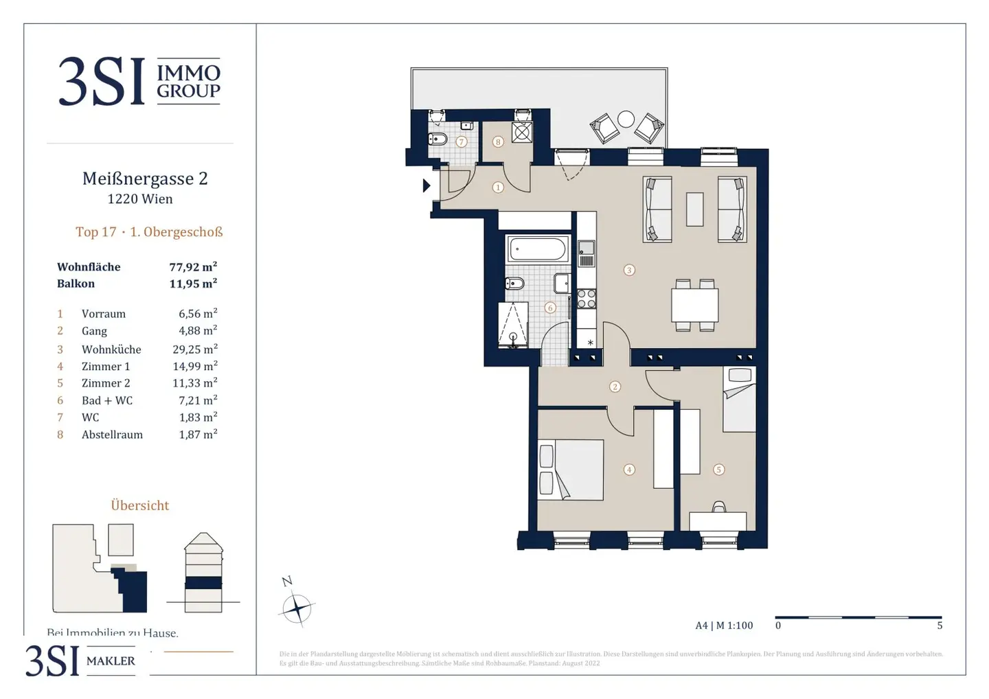 Elegant 3-room first occupancy with balcony in revitalized historic building