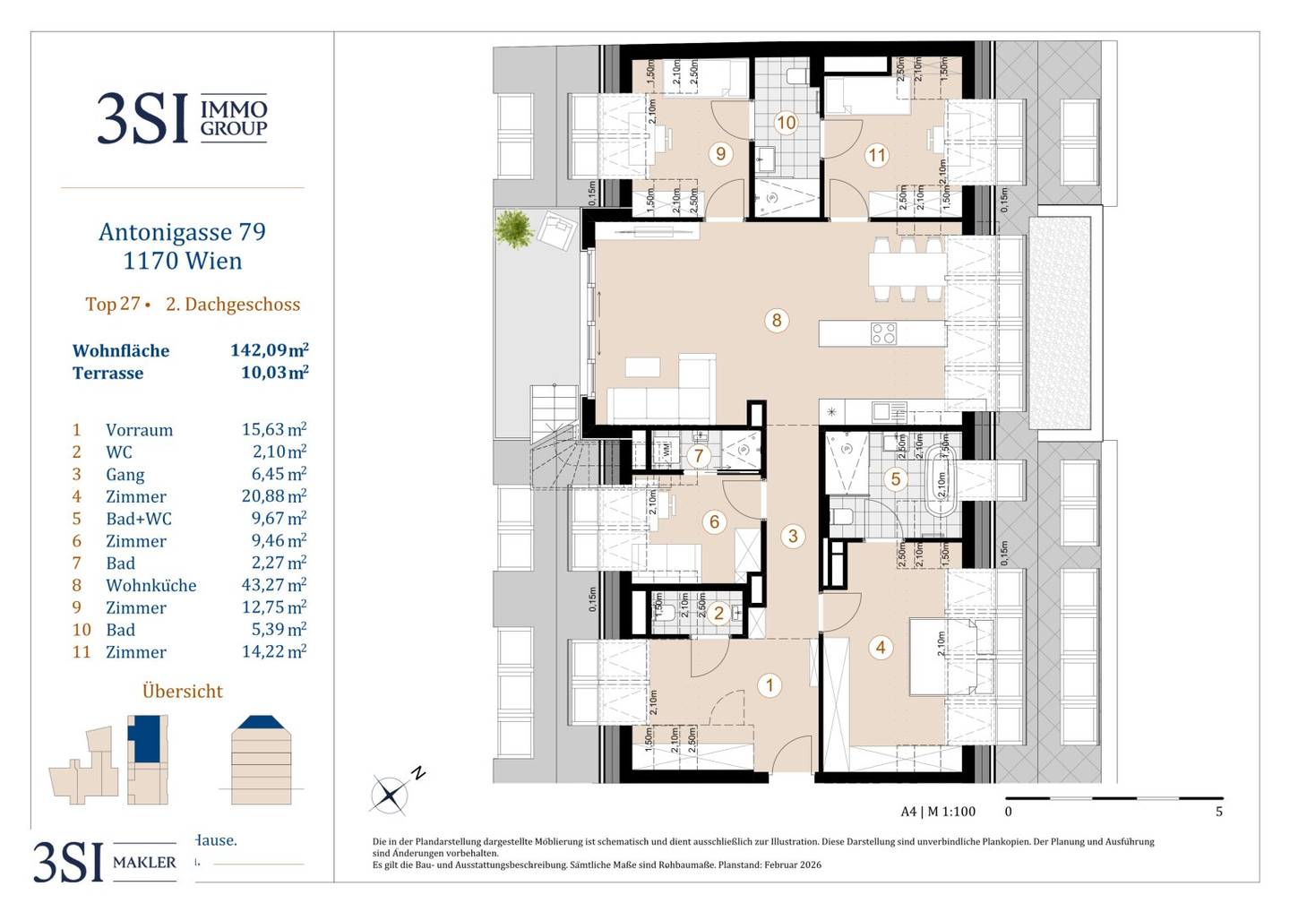 The Anthony: Penthouse with terrace and roof terrace - your dream of luxurious living above the roofs of the city