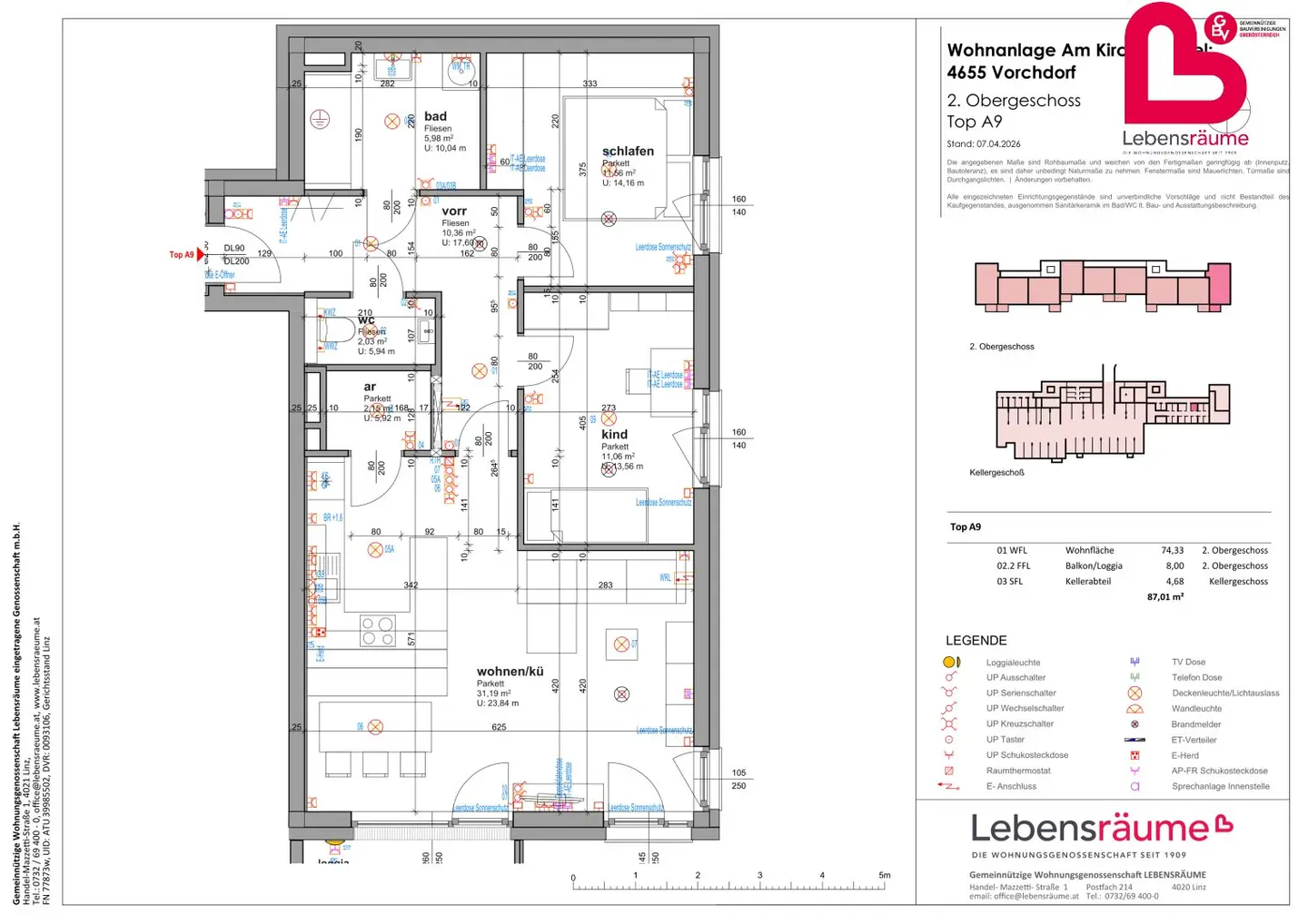 VORCHDORF - "Wohnpunkt" 27 subsidized rental apartments Top A.09