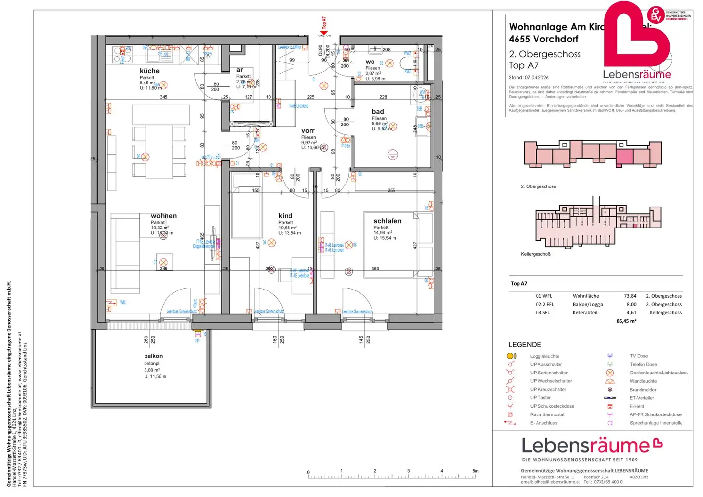 VORCHDORF - "Wohnpunkt" 27 subsidized rental apartments Top A.07