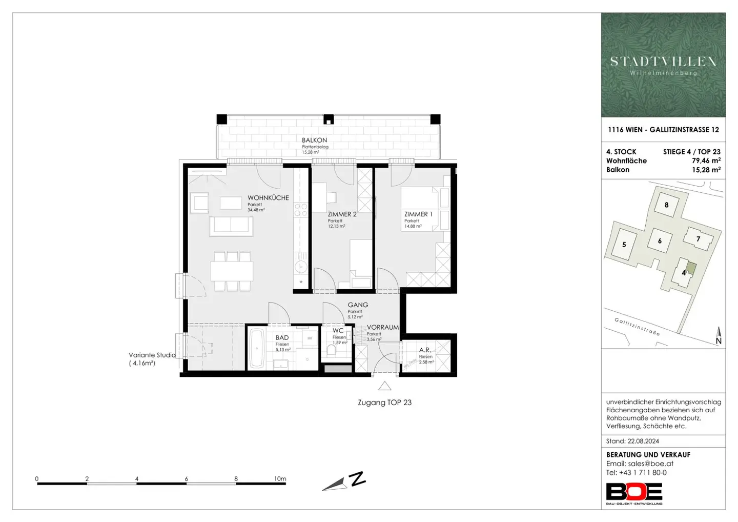 Spacious and well laid-out 3-room apartment with large balcony - STADTVILLEN WILHELMINENBERG