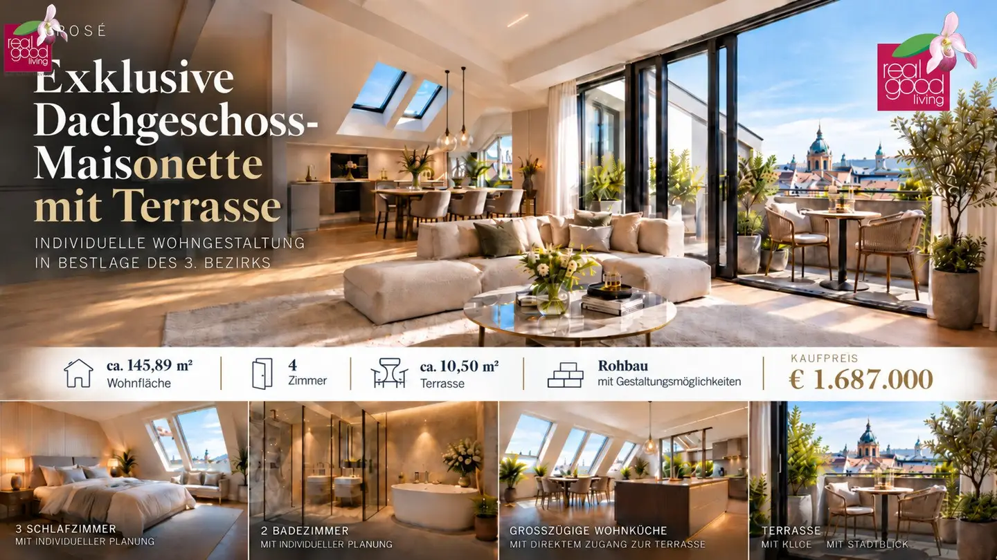 Exclusive attic maisonette with terrace in the embassy district – 145.89 m² living area