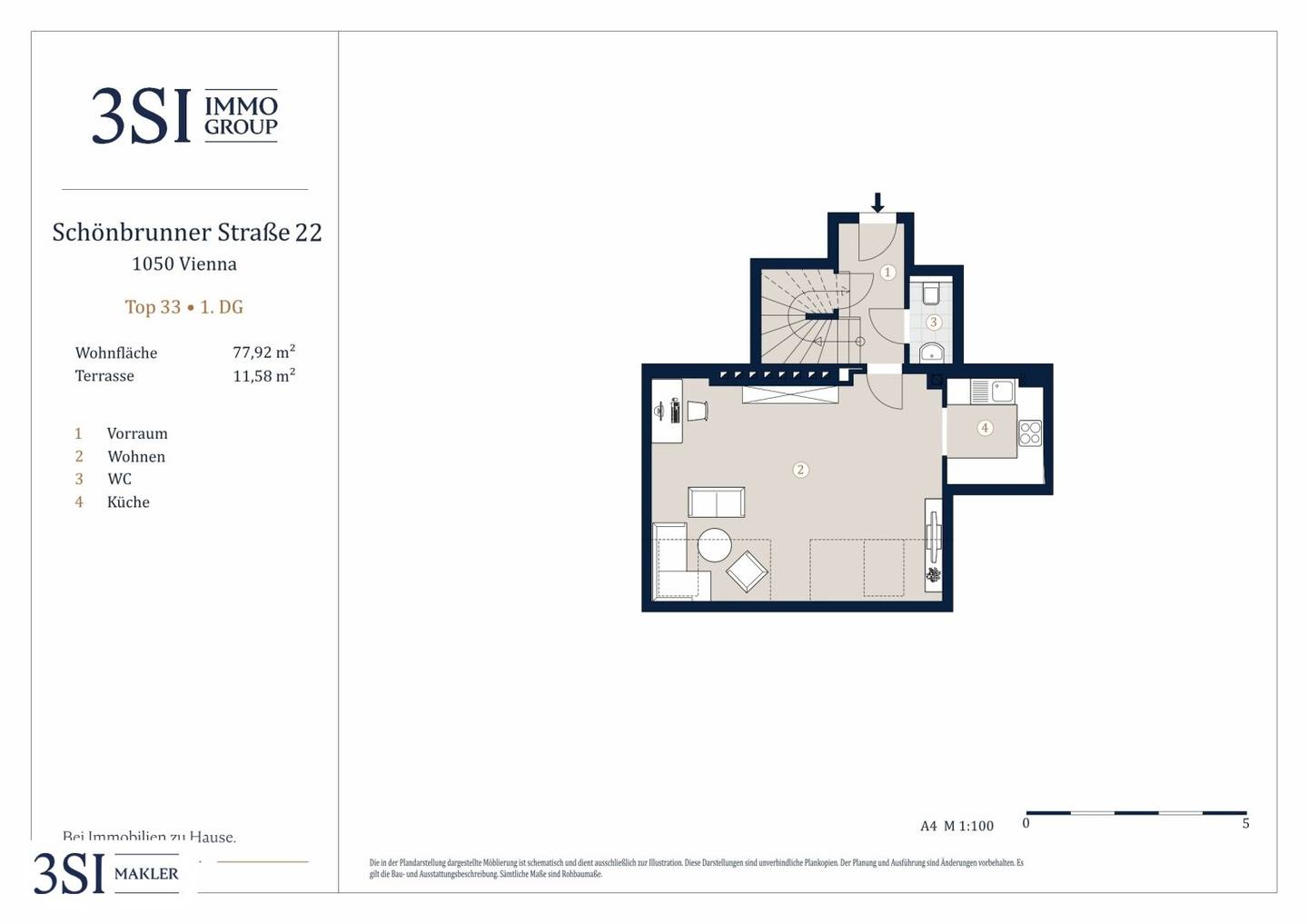 Duplex attic apartment with terrace near Naschmarkt