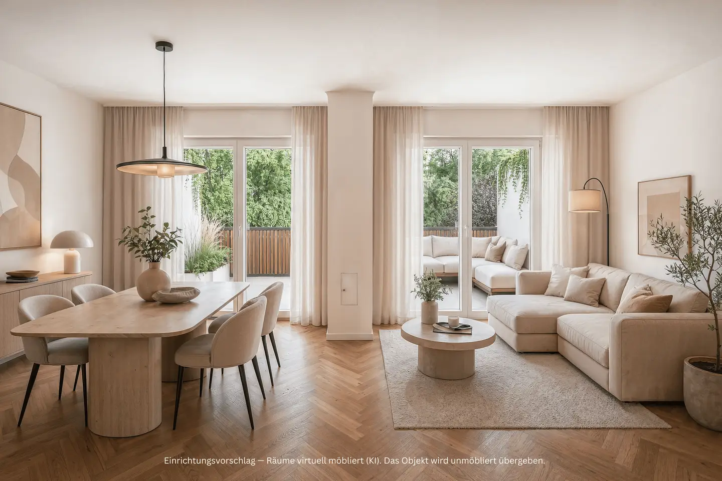 Maisonette apartment with large terrace and green view
