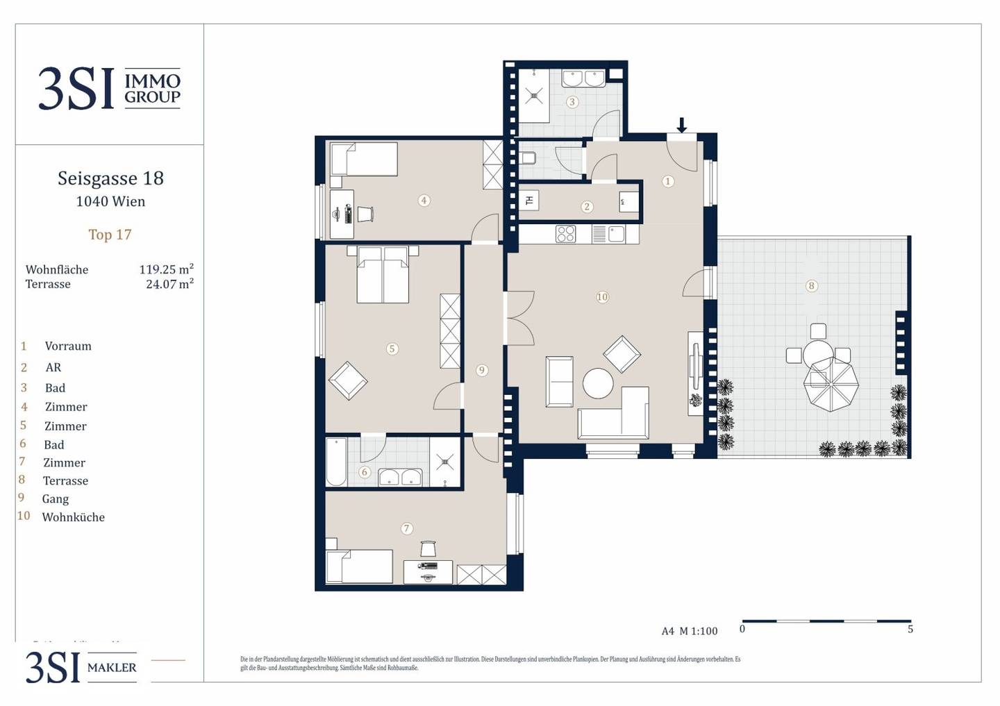 Attic apartment with terrace by the park