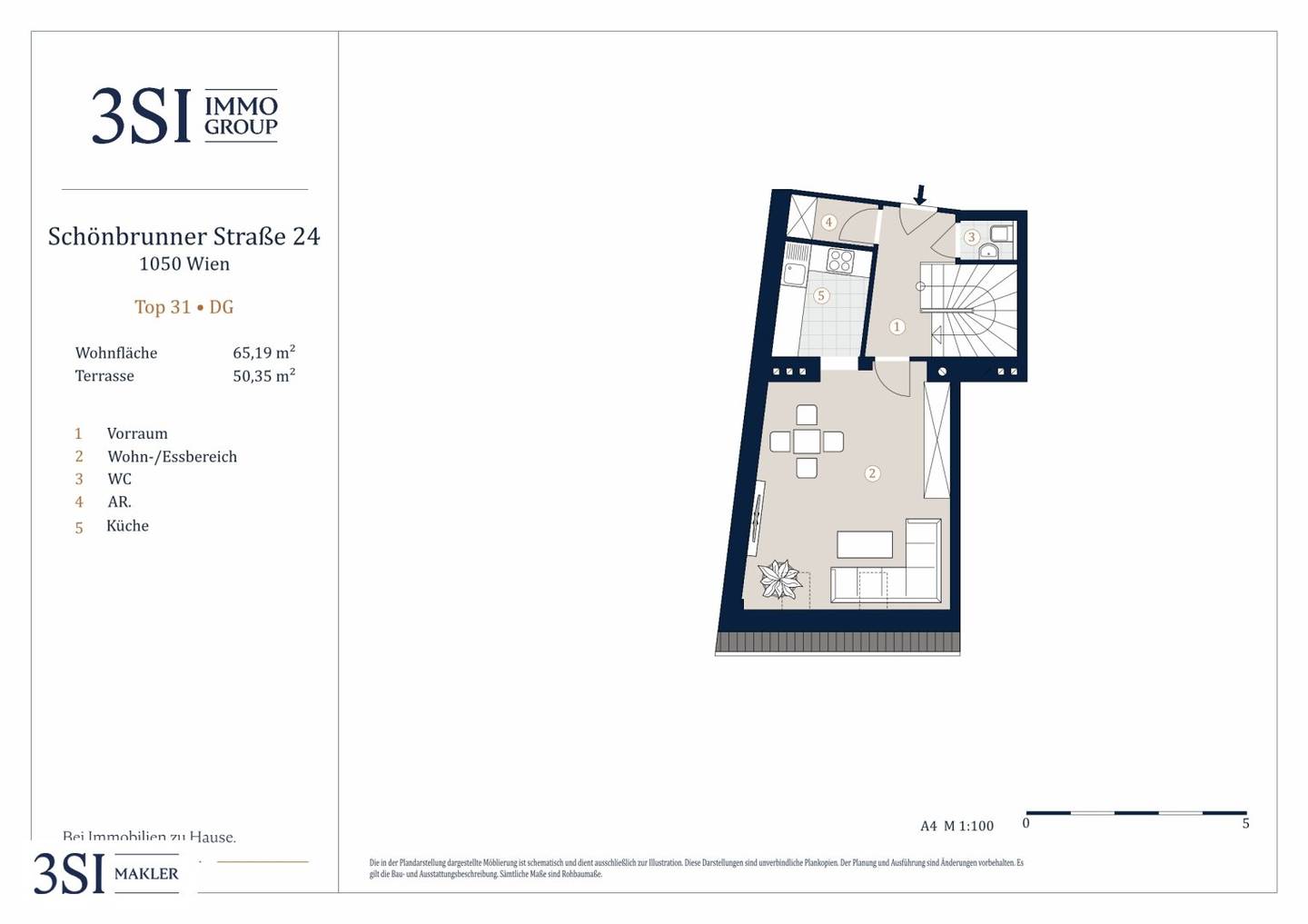 Maisonette apartment attic terrace Naschmarkt