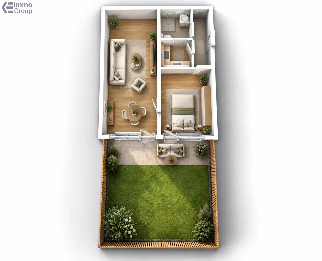 Sunny residence with private garden: Barrier-free 2-room condominium in Marchtrenk