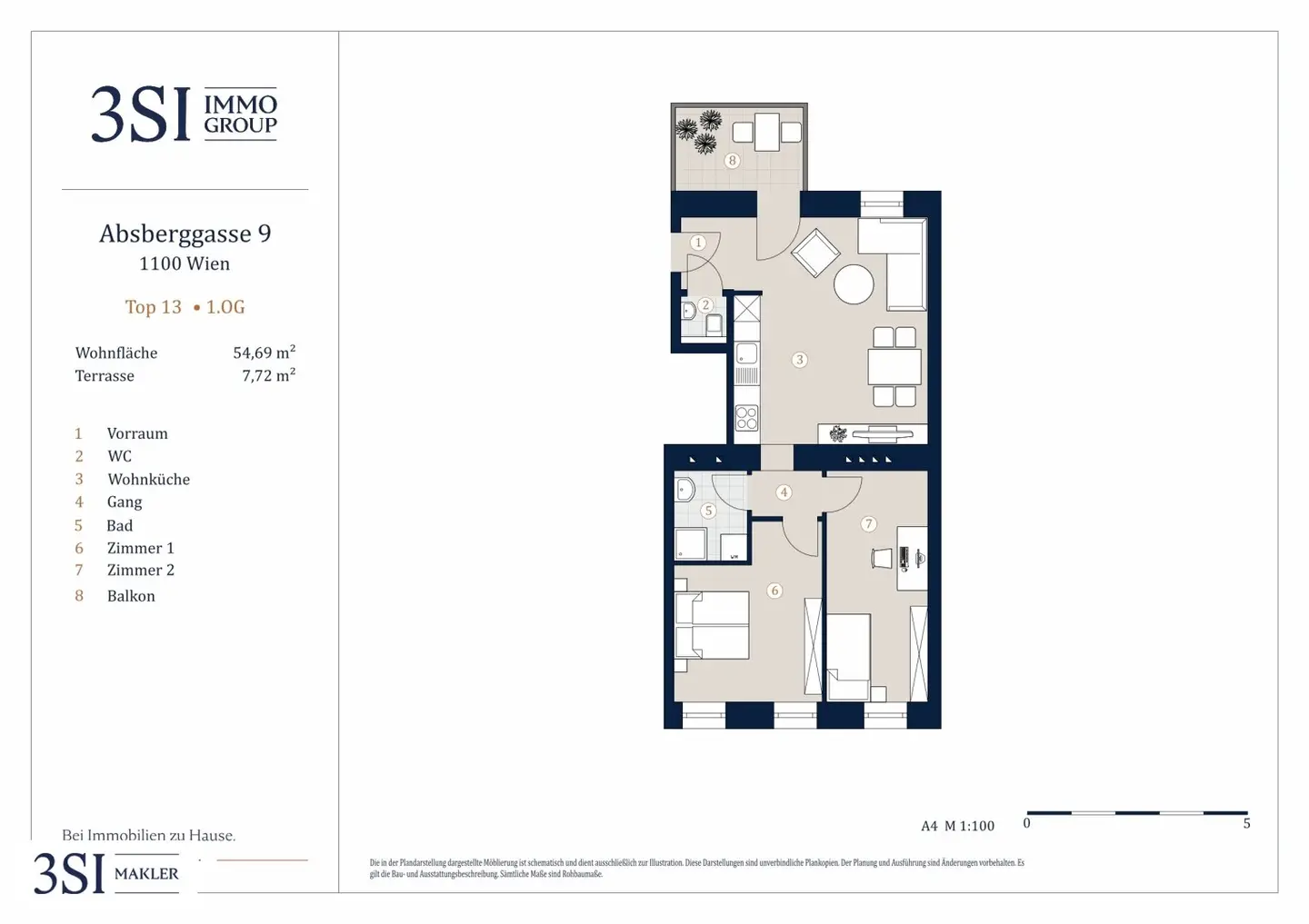 Absberggasse 9 - Cozy 3-room apartment with courtyard-facing balcony