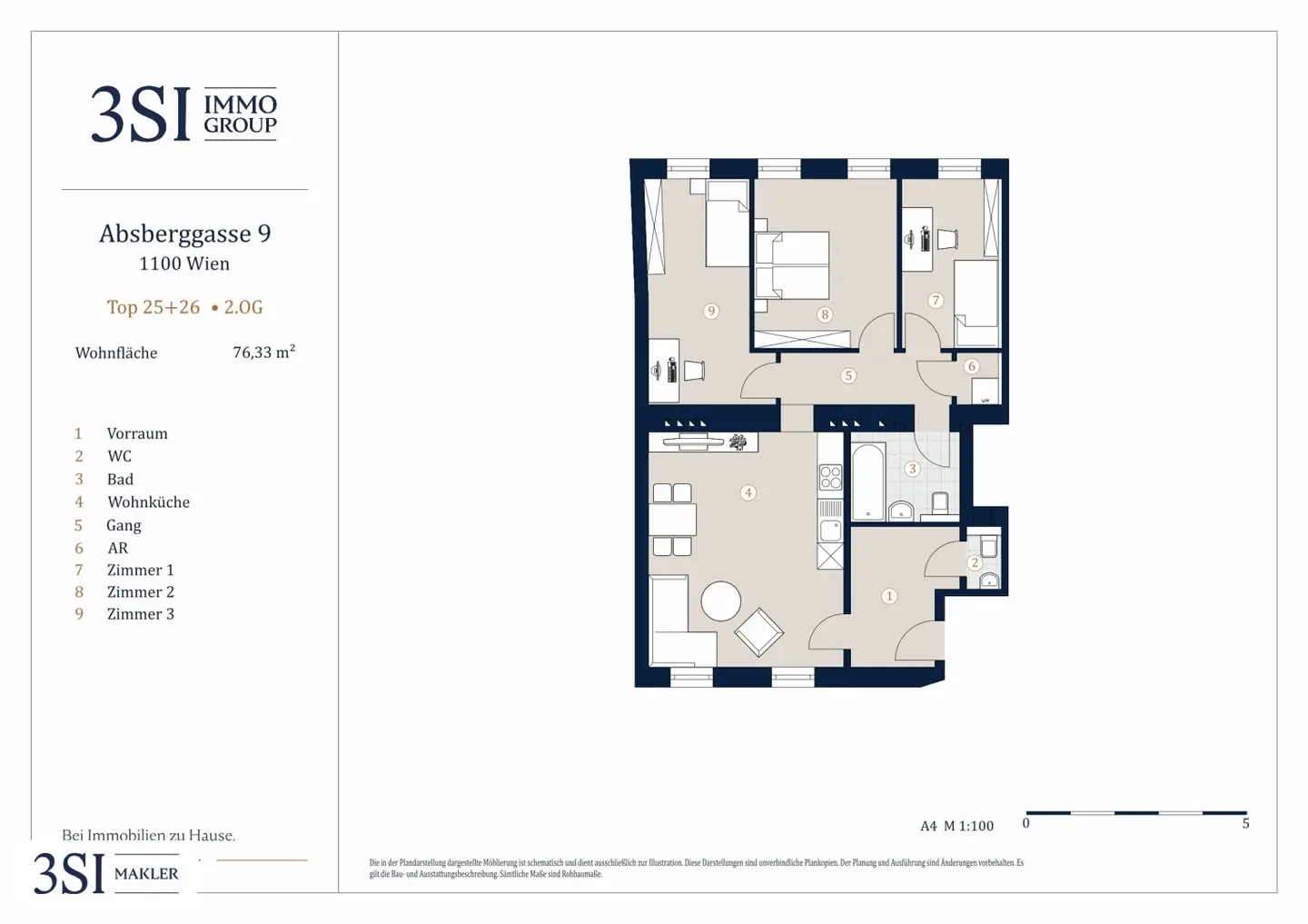 Absberggasse 9 - Courtyard-Facing 4-Room Apartment with Perfect Layout