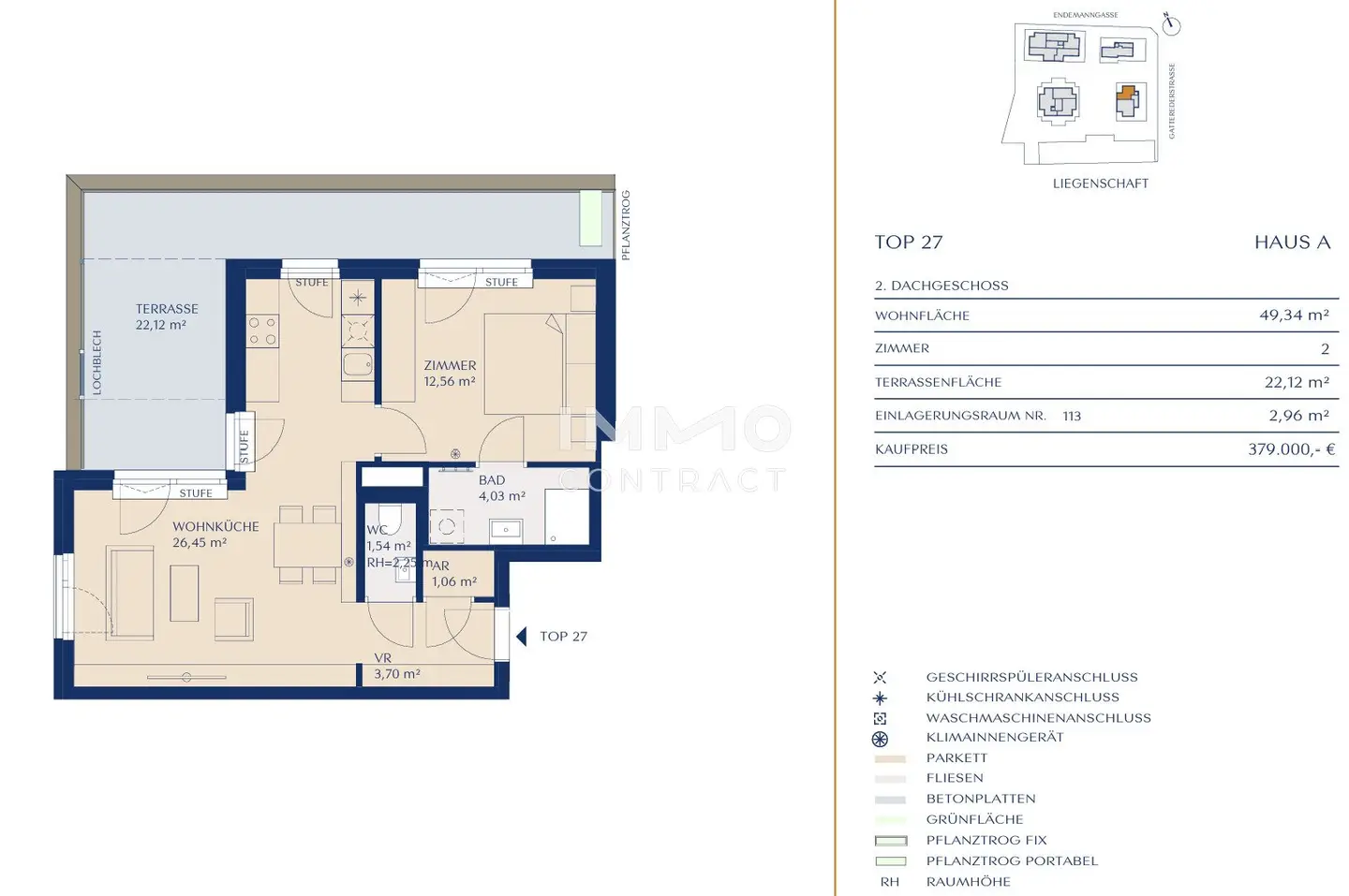 First occupancy 2-room attic apartment with terrace, underfloor heating &amp; elevator in 1230 Vienna
