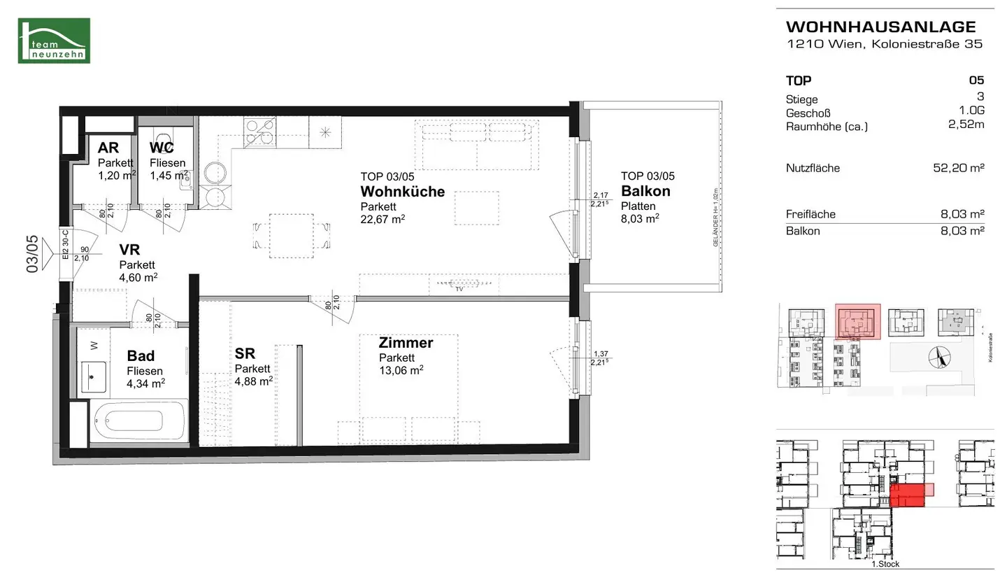 Kolo 35 - New build apartment with large balcony near Jedlersdorf S-Bahn, Denglerpark and SCN - From 01.01.2027