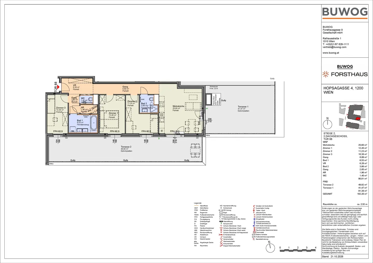 Dachgeschosswohnung mit zwei Terrassen nahe Donaukanal