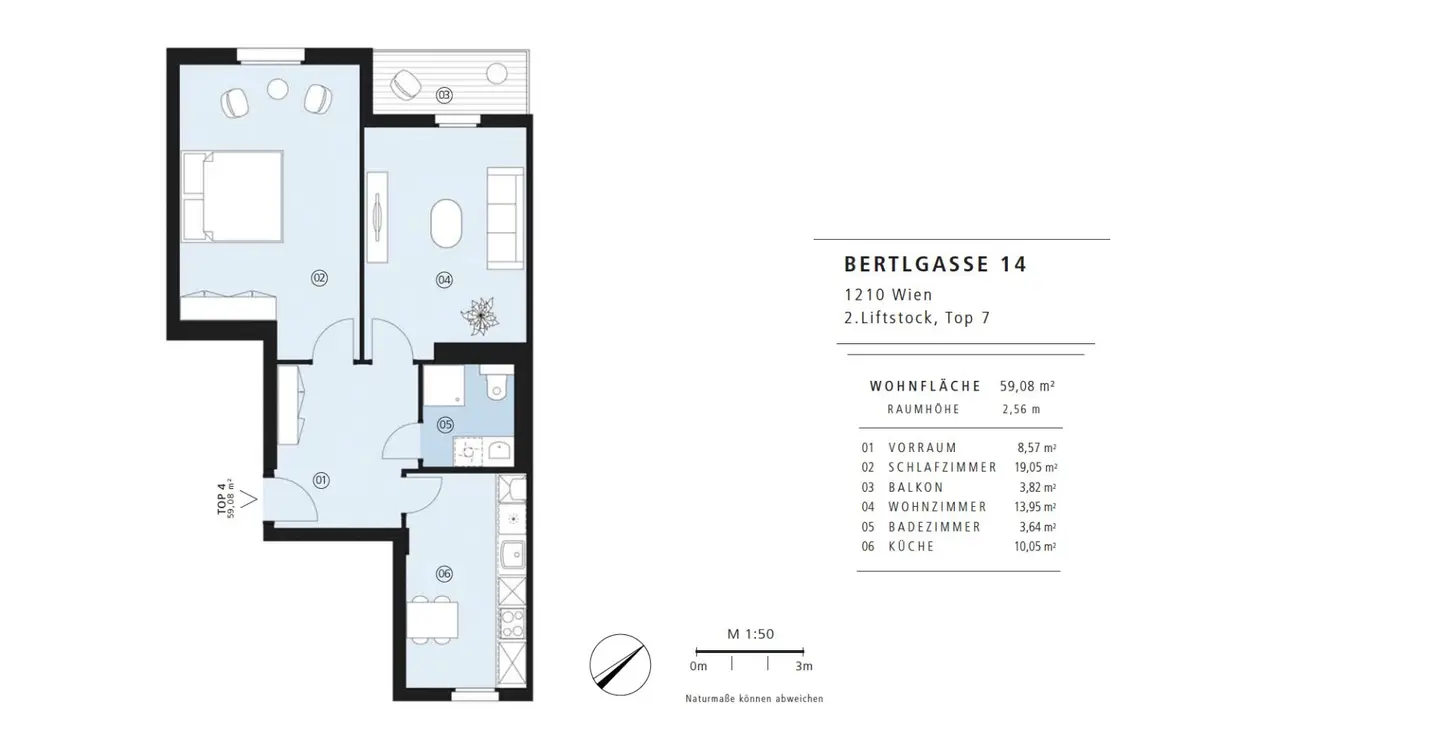 Well-kept 2-room apartment with balcony and separate kitchen in Donaufeld