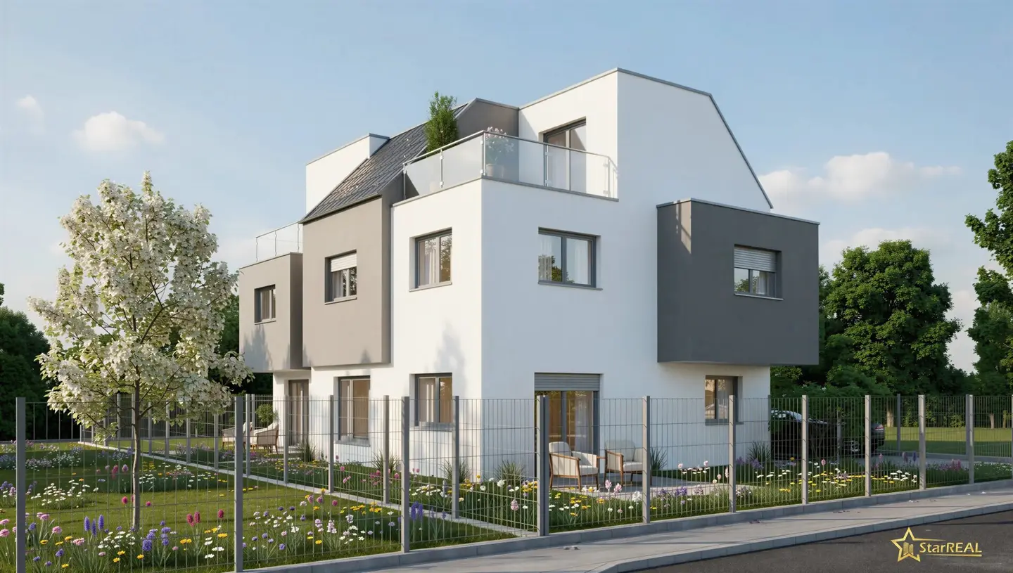 KARL-BENZ-WEG! OPTIMALE SÜD-WEST AUSRICHTUNG. 200 m² NFL. 98 m² GARTEN! PREMIUM ZIEGELHAUS MIT KELLER. PROVISIONSFREI für den Käufer.