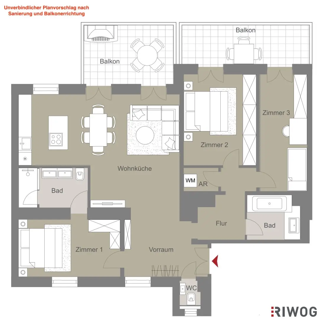 HOFRUHELAGE mit GRÜNBLICK | Sanierungsbedürftige Altbauwohnungen | 2x Balkon-Option (ges. ca. 17,8 m² baubewilligt) | Nähe Einsiedlerpark, U4, künftig U2