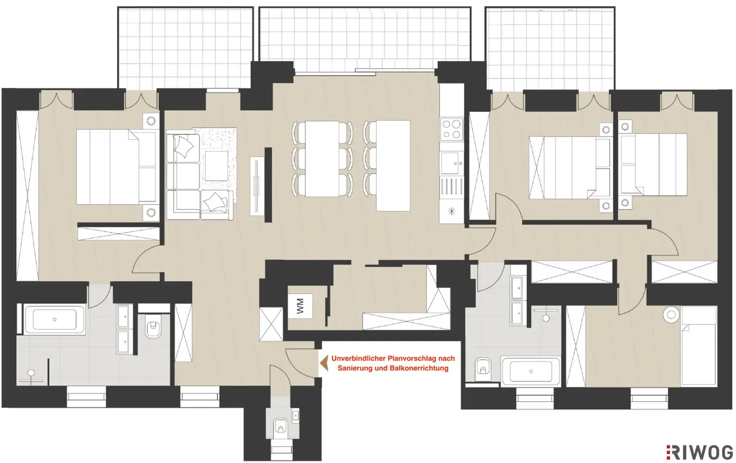 HOFRUHELAGE mit GRÜNBLICK | Gesamte Etage | 3 sanierungsbedürftige Einheiten | Ideale Familienwohnung | 3x Balkon-Option (ges. ca. 26 m² baubewilligt) | Nähe Einsiedlerpark, U4, künftig U2