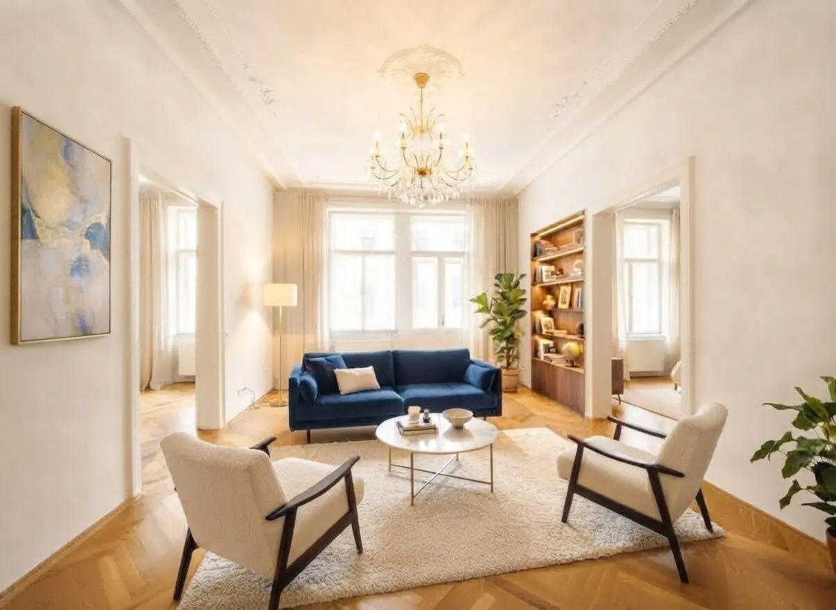 UNBEFRISTET: Klimatisierte, traumhafte Altbauwohnung mit Stuck in prominenter Lage / UNLIMITED: Air-conditioned, gorgeous apartment in a historic building in a prime location