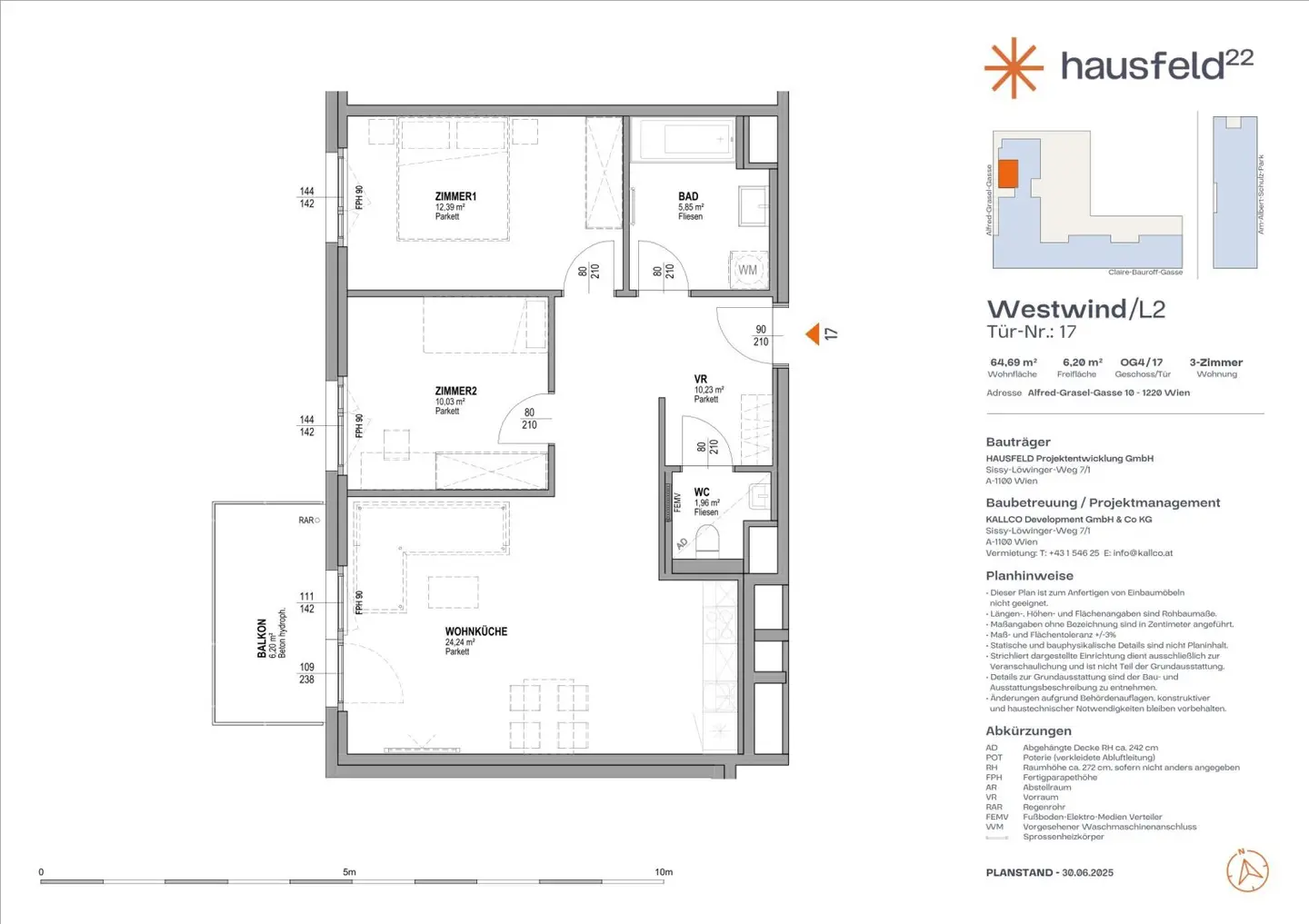 Top: N.17  ● LUMINA im Hausfeld²² ● Unbefristet ● Termin online buchen: www.hausfeld22.at/westwind