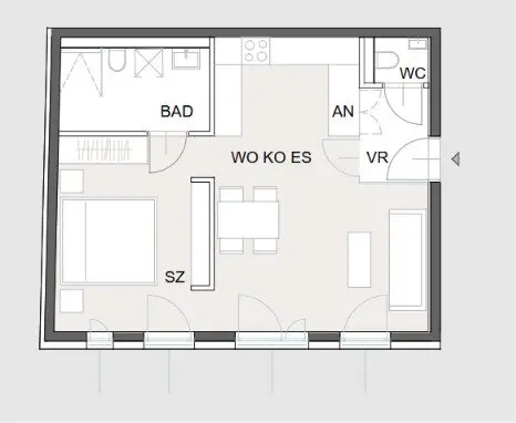 JEDLESEE, ANTON-BOSCH-GASSE, 50 m2 New building, 2 rooms, Fitted kitchen, Bathroom with shower, Underfloor heating, 2nd lift floor