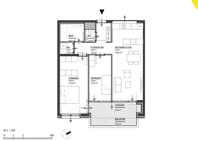High quality apartment near U1 Hauptbahnhof with elevator