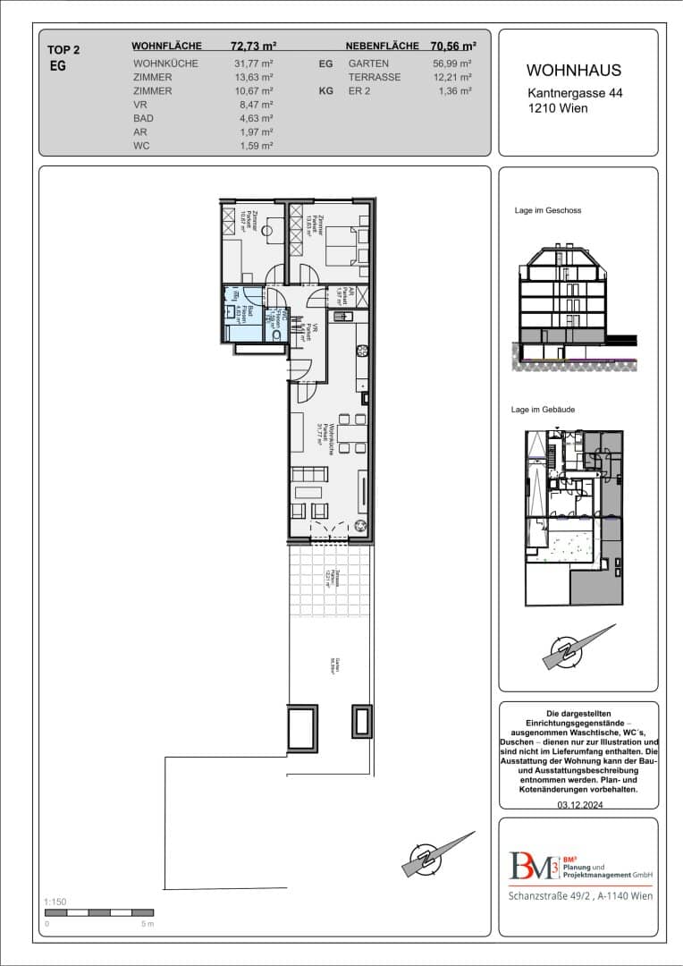 Büro/Praxis in Wien Floridsdorf – Neubau mit Garten & Terrasse