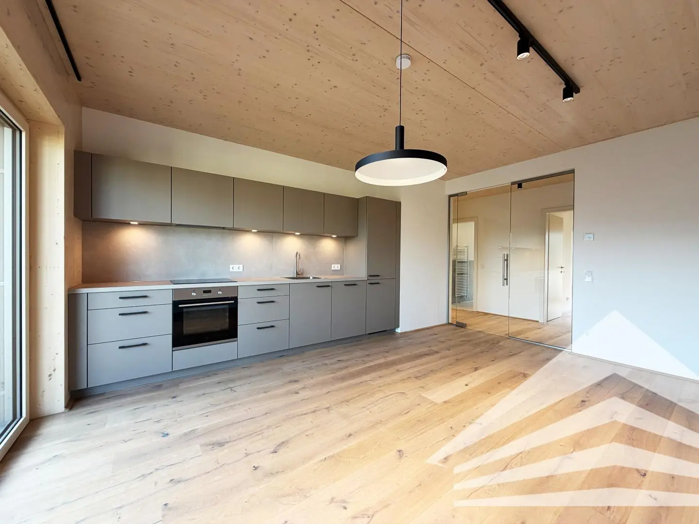 New build apartment with wood facade and balcony near city center