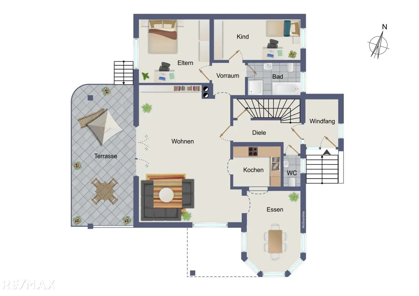 Family apartment with sunny garden and garage