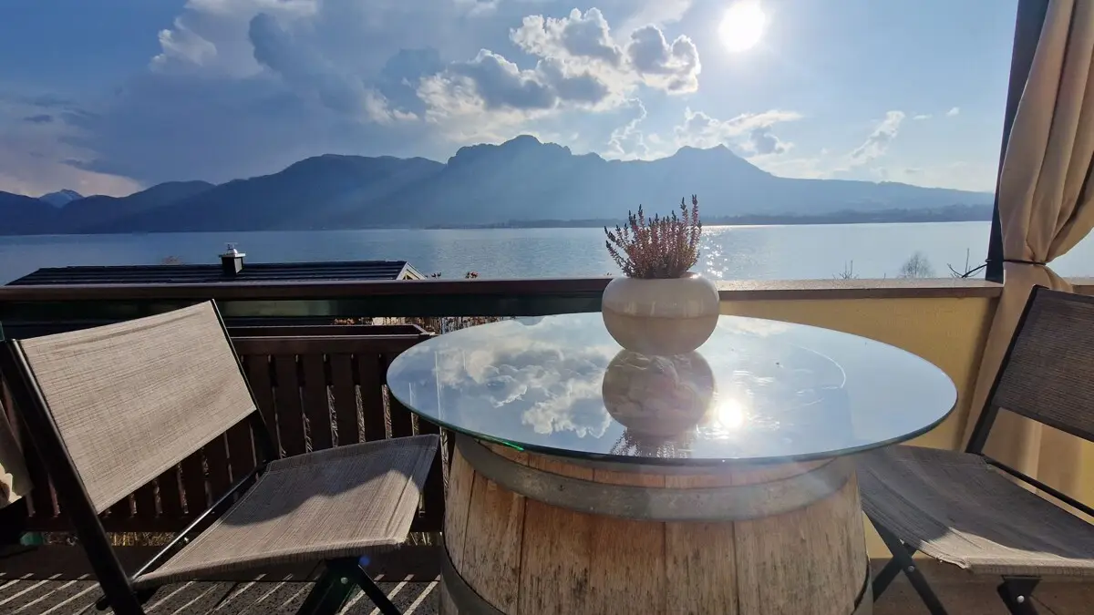 Logenplatz über dem See mit Sauna und Solaranlage Wohnung